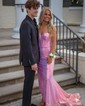 Mermaid V-neck Sparkly Sequin Corset Prom Dresses
