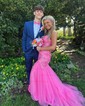 Mermaid Strapless Tulle Corset Prom Dresses With Appliques