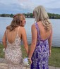 Mermaid V-neck Backless Tulle Prom Dresses With Appliques