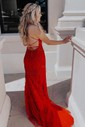 Mermaid Scoop Neck Backless Tulle Prom Dresses With Appliques