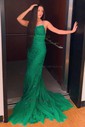 Mermaid Scoop Neck Backless Tulle Prom Dresses With Appliques