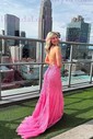 Mermaid Scoop Neck Backless Tulle Prom Dresses With Appliques