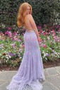 Mermaid Scoop Neck Backless Tulle Prom Dresses With Appliques