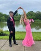 Mermaid V-neck Backless Tulle Prom Dresses With Appliques