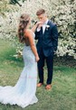 Mermaid Scoop Neck Backless Tulle Prom Dresses With Appliques