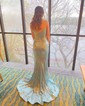 Mermaid V-neck Sparkly Sequin Prom Dresses