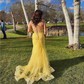Mermaid V-neck Lace Corset Prom Dresses With Appliques