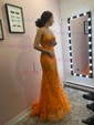 Mermaid V-neck Lace Corset Prom Dresses With Appliques