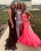 Mermaid V-neck Tulle Prom Dresses With Appliques