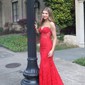 Mermaid Strapless Tulle Prom Dresses With Appliques
