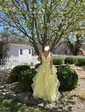 Princess V-neck Tulle Ruffle Prom Dresses With Beading