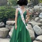 Ball Gown V-neck Glitter Tulle Prom Dresses
