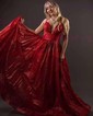Ball Gown V-neck Glitter Tulle Prom Dresses