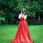 Ball Gown V-neck Glitter Tulle Prom Dresses