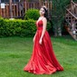 Ball Gown V-neck Glitter Tulle Prom Dresses