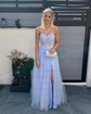Princess Strapless Tulle Ruffle Prom Dresses