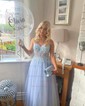 Princess Strapless Tulle Ruffle Prom Dresses