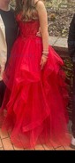 Princess V-neck Tulle Ruffle Prom Dresses With Beading