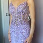 Mermaid V-neck Tulle Ruffle Prom Dresses With Appliques