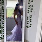 Mermaid V-neck Tulle Ruffle Prom Dresses With Appliques