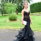 Mermaid V-neck Tulle Ruffle Prom Dresses With Appliques