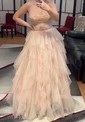 Princess Strapless Tulle Ruffle Prom Dresses