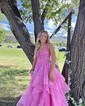 Princess Sweetheart Tulle Ruffle Prom Dresses With Appliques