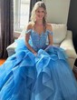 Princess Sweetheart Tulle Ruffle Prom Dresses With Appliques