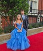 Princess Sweetheart Tulle Ruffle Prom Dresses With Appliques