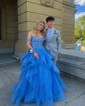 Princess Sweetheart Tulle Ruffle Prom Dresses With Appliques