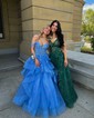 Princess Sweetheart Tulle Ruffle Prom Dresses With Appliques