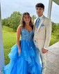 Princess Sweetheart Tulle Ruffle Prom Dresses With Appliques