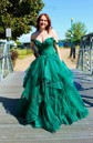 Princess Sweetheart Tulle Ruffle Prom Dresses With Appliques
