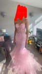 Mermaid Strapless Tulle Ruffle Prom Dresses With Appliques