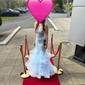Mermaid Strapless Tulle Ruffle Prom Dresses With Appliques