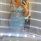 Mermaid Strapless Tulle Ruffle Prom Dresses With Appliques