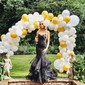 Mermaid Strapless Tulle Ruffle Prom Dresses With Appliques