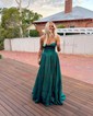 A-line Glitter Tulle Corset Prom Dresses with Ruched