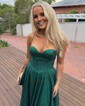 A-line Glitter Tulle Corset Prom Dresses with Ruched