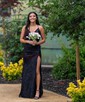 Sheath/Column V-neck Sequined Floor-length Prom Dresses With Ruched