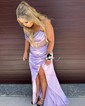 Sheath/Column Sweetheart Satin Corset Prom Dresses With Ruched