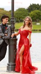 Sheath/Column Off-the-shoulder Tulle Prom Dresses With Ruched