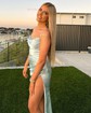 Sheath/Column Cowl Neck Satin Prom Dresses With Ruched