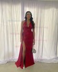 Mermaid Satin Ruched Halter Prom Dresses