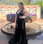 Mermaid Satin Ruched Halter Prom Dresses