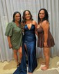 Mermaid Strapless Satin Prom Dresses with Ruched
