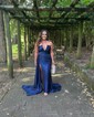 Mermaid Strapless Satin Prom Dresses with Ruched