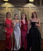 Mermaid Satin Ruched Halter Prom Dresses with Slit