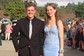 Mermaid V-neck Ruched Satin Prom Dresses with Appliques