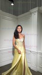 A-line Off-the-shoulder Satin Corset Prom Dresses With Beading